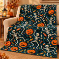 Skeleton Boogie Halloween Velveteen Plush Blanket