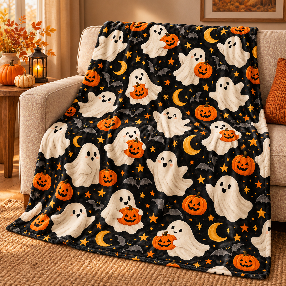 Boo Crew Halloween Velveteen Plush Blanket