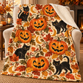 Vintage Pumpkin Patch Halloween Fleece Blanket