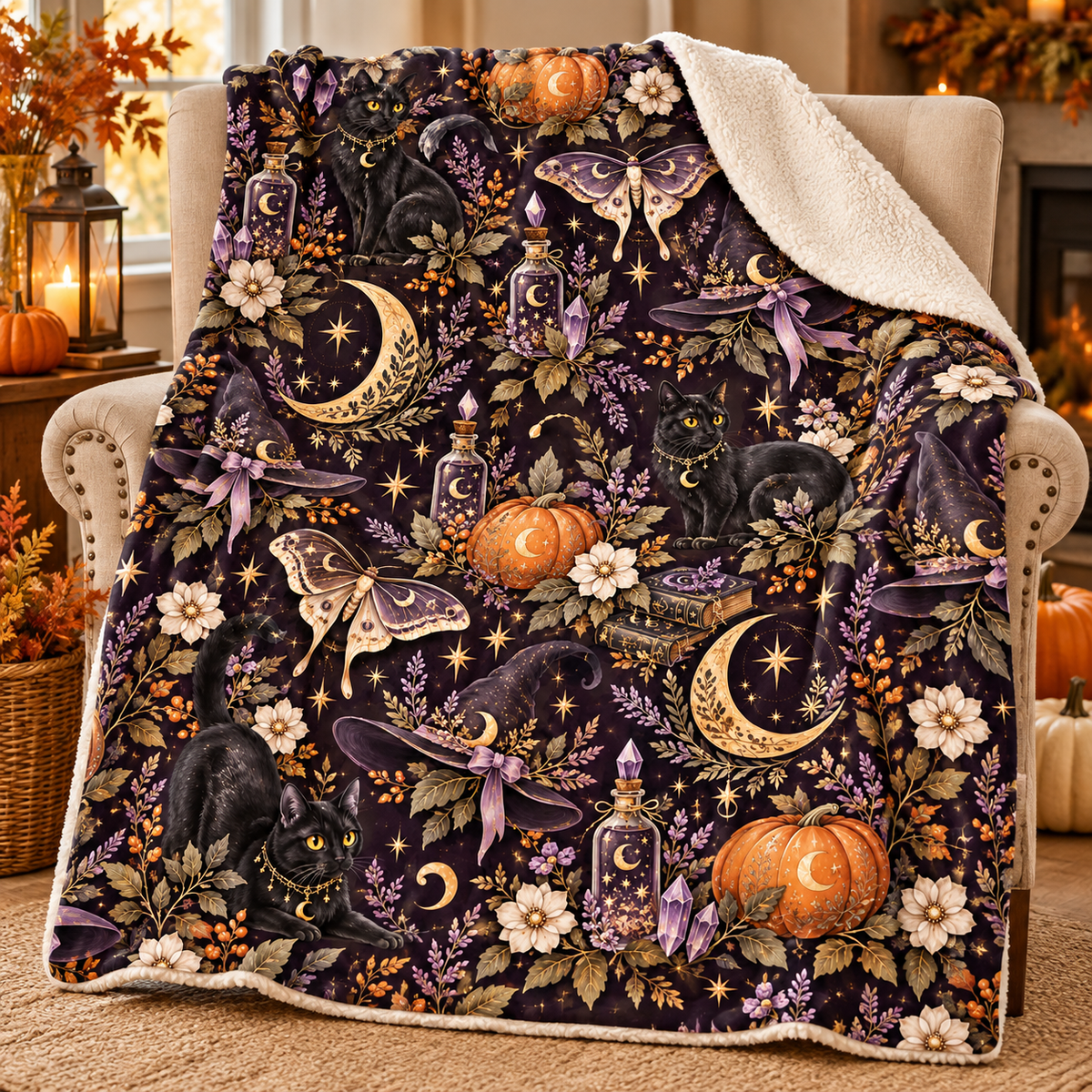 Midnight Magic Halloween Fleece Blanket