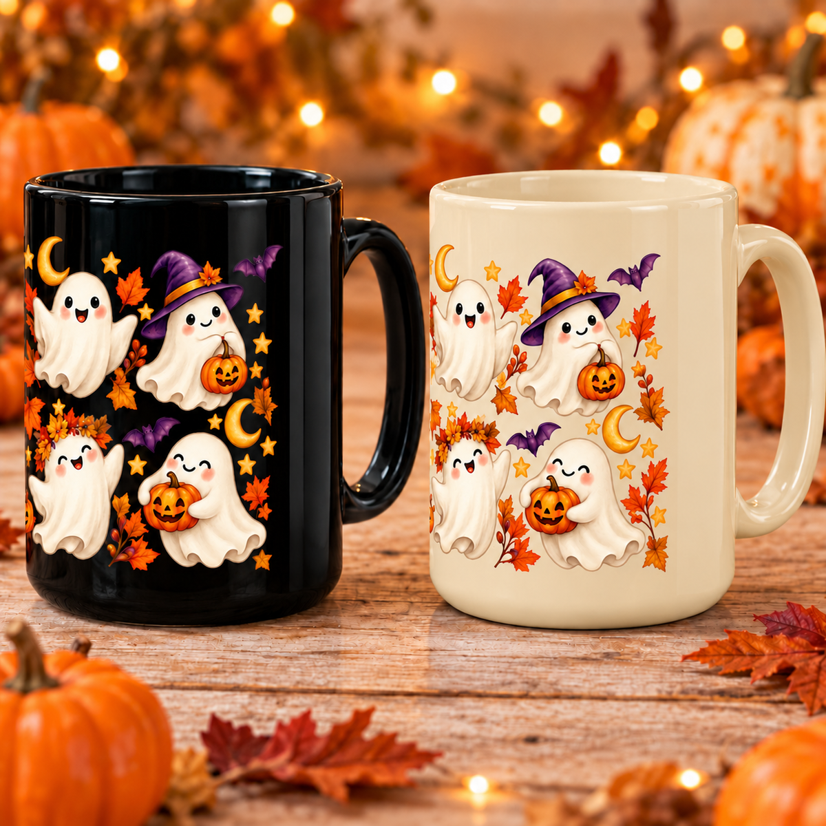 Friendly Ghosts Halloween Mug — 11 oz