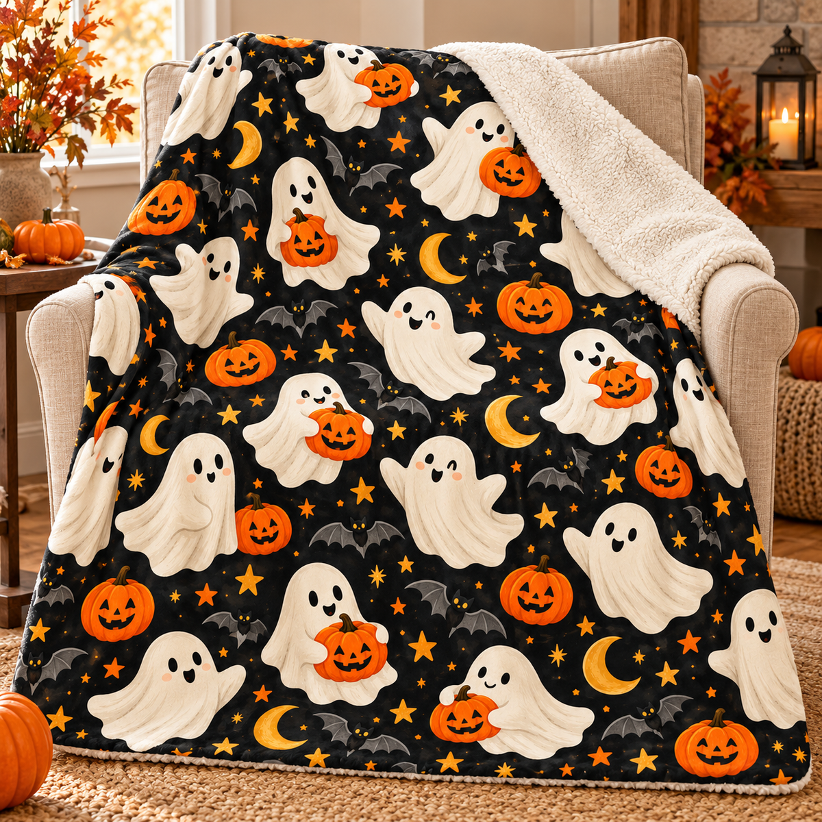Boo Crew Halloween Fleece Blanket