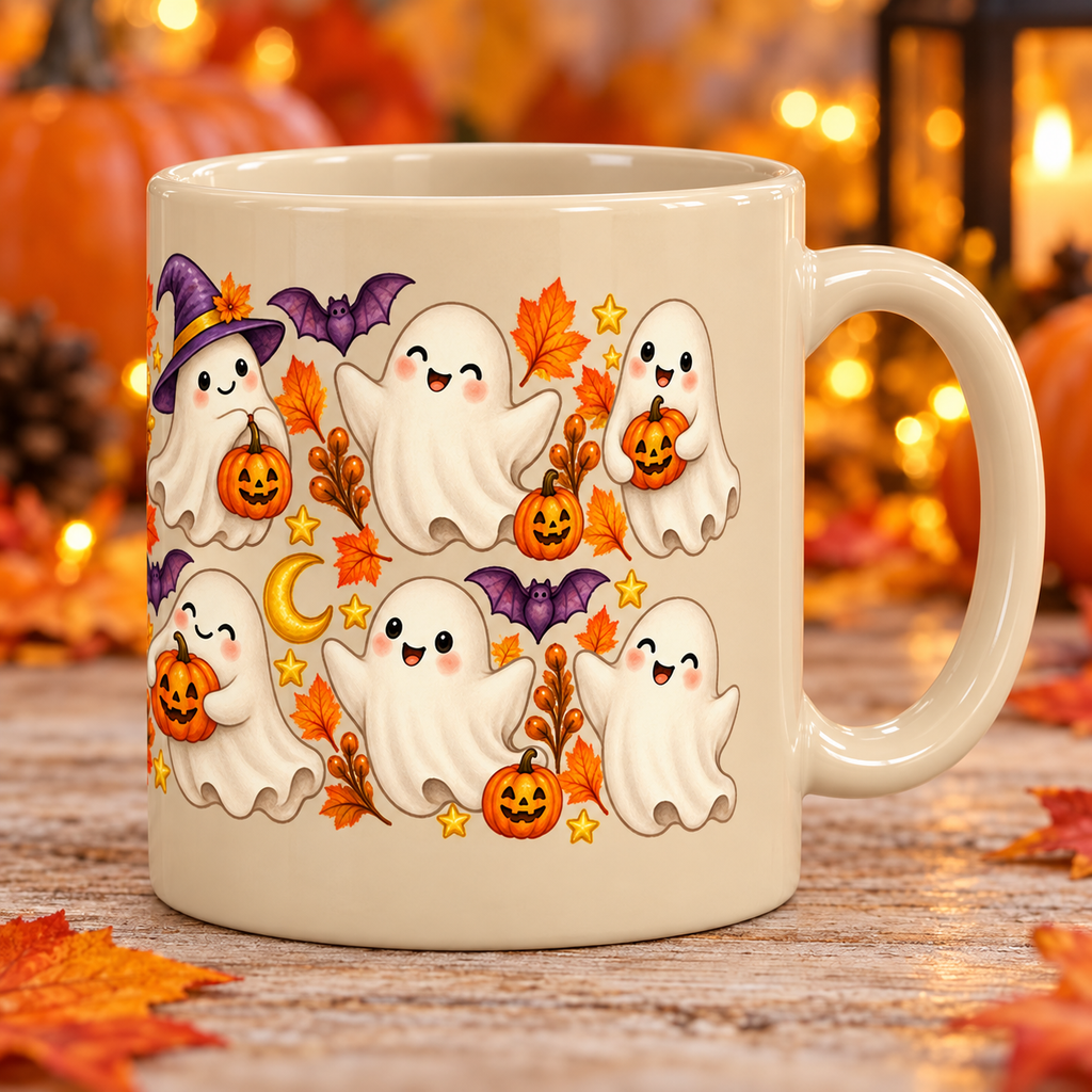 Friendly Ghosts Halloween Mug — 11 oz